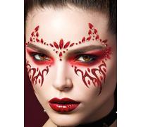 Fiestas Guirca – Joyas faciales adhesivas – Maquillaje de fantasía para fiestas – Rojo