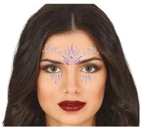 FIESTAS GUIRCA | Joyas Faciales Adhesivas para Maquillaje de Disfraces - Decoración de Rostro y Dedos para Festivales y Fiestas - Accesorios para Mujer - Rosa