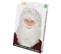 Fiestas Guirca Juego de Barba y Peluca de Papá Noel de Lujo, Barba y Peluca para Adultos, Pelo Sintético, Talla Única