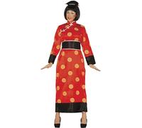 FIESTAS GUIRCA Kimono Rojo Disfraz China Mujer - Disfraz Japonesa Mujer Talla S 36-38