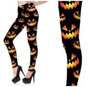 FIESTAS GUIRCA | Leggins Calabazas (38-40/M) - Pantalones de Disfraz para Halloween y Fiestas de Disfraces - Mujer - Negro
