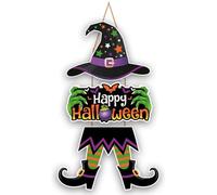 FIESTAS GUIRCA | Letrero de Bruja en 3 Partes para Pared, Puerta, Ventana (55 cm) - Decoración de Halloween y Fiestas de Terror - Ideal para Celebraciones y Eventos - Multicolor