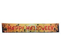 FIESTAS GUIRCA | Letrero Happy Halloween Tela (290x50 cm) - Decoración de Fiesta para Halloween y Celebraciones - Accesorio Ideal para Decorar Fiestas Terroríficas - Naranja