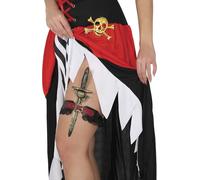 FIESTAS GUIRCA | Liga con Daga de Juguete para Mujer Adulta - Accesorio de Disfraz para Halloween, Carnaval y Fiestas de Disfraces - Ideal para Cosplay y Eventos Temáticos - Negro y Rojo