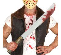 FIESTAS GUIRCA | Machete de Juguete con Sangre - Accesorio de Disfraz para Halloween y Fiestas Temáticas - Arma Blanca Falsa para Terror - Ideal para Adultos y Jóvenes - Metálico y Rojo