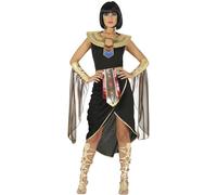 FIESTAS GUIRCA Magnífica Cleopatra Disfraz para Mujer - Vestido de Diosa Egipcia Negro y Dorado - Disfraz Sexy de Reina Egipcia para Mujer Talla XL 44-46