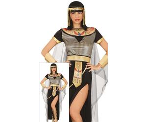 FIESTAS GUIRCA Magnífico Vestido de Diosa Egipcia Mujer - Vestido Sexy Cleopatra Negro y Dorado - Disfraces de Reina Egipcia para Mujer Talla M