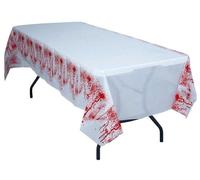 FIESTAS GUIRCA | Mantel de Sangre Blanco (137x274 cm) - Decoración de Mesa para Fiestas de Halloween Terroríficas - Ideal para Celebraciones de Miedo - Blanco
