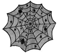 FIESTAS GUIRCA | Mantel Mesa Bordado Telaraña (100 cm) - Decoración de Mesa para Fiestas de Halloween y Celebraciones - Ideal para Ambientes Terroríficos y Fiestas Temáticas - Negro