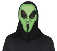 FIESTAS GUIRCA | Máscara Alienígena con Capucha (Talla Única) - Accesorio de Disfraz de Alien para Halloween y Fiestas de Cine - Ideal para Adulto Unisex - Verde y Negro