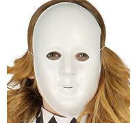 FIESTAS GUIRCA | Máscara Blanca de Plástico (Talla Única) - Antifaz Veneciano, Máscara Sin Rostro, Accesorio para Disfraz de Halloween, Carnaval, Oktoberfest, Fiesta Temática, Adulto Unisex - Blanco