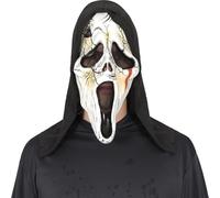 FIESTAS GUIRCA | Máscara de Asesino con Capucha de Látex (Talla Única) - Accesorio de Disfraz para Halloween y Fiestas de Fantasmas - Ideal para Adulto Unisex - Blanco y Negro