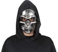 FIESTAS GUIRCA | Máscara de Calavera Plateada (Talla Única) - Accesorio para Disfraz de Esqueleto y Villano para Halloween y Fiestas de Terror