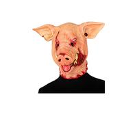 FIESTAS GUIRCA | Máscara de Cerdo Terror de Látex - Accesorio de Disfraz para Halloween y Fiestas de Animales - Ideal para Adultos Unisex - Máscara de Cerdo para Carnaval y Cosplay - Beis