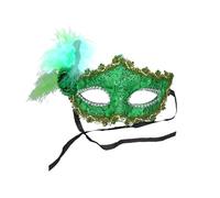 FIESTAS GUIRCA Máscara de fiesta con plumas para mujer, color verde