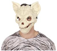 FIESTAS GUIRCA | Máscara de Murciélago con Movimiento en PVC - Accesorio de Disfraz para Halloween y Fiestas de Terror - Ideal para Gata-Murciélago y Esqueletos (Unisex) - Beis