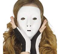 FIESTAS GUIRCA | Máscara de Plástico PVC Blanca - Accesorio de Disfraz para Carnaval de Venecia y Halloween - Ideal para Adultos Unisex en Fiestas de Mascarada y Celebraciones (Blanco)