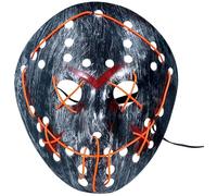 FIESTAS GUIRCA Máscara LED de hockey de PVC plateado con iluminación LED, Halloween, disfraz para adultos, accesorio para carnaval y fiestas de disfraces