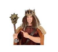 FIESTAS GUIRCA | Maza Calavera con Pinchos (60 cm) - Arma de Juguete para Disfraz de Guerrero Medieval y Vikingo - Accesorio para Halloween y Carnaval - Niños y Adultos - Marrón