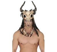 FIESTAS GUIRCA | Media Máscara de Calavera de Carnero HQ (Adulto Unisex) - Accesorio de Disfraz para Halloween y Fiestas de Animales - Ideal para Adultos - Beis