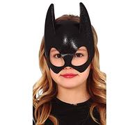 FIESTAS GUIRCA | Media Máscara de Murciélago Infantil Negra PVC - Accesorio de Disfraz para Gata-Murciélago en Halloween y Fiestas - Ideal para Niñas - Negro