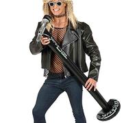 FIESTAS GUIRCA | Micrófono de Pie Hinchable (115 cm) - Accesorio para Fiestas de Rock y Celebraciones Musicales - Ideal para Disfraces de Cantante y Estrella de Rock - Todos los Usuarios - Negro