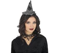 FIESTAS GUIRCA | Mini Sombrero de Bruja con Diadema - Accesorio para Disfraz de Bruja en Halloween y Fiestas de Disfraces - Ideal para Mujer Adulta - Negro