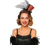 FIESTAS GUIRCA | Minihat Chistera Roja con Diadema (Talla Única) - Accesorio de Sombrero para Fiestas de Disfraces, Carnaval y Halloween - Ideal para Todos los Usuarios - Rojo