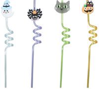 FIESTAS GUIRCA | Pajitas Reutilizables Halloween (27 cm) - Decoración de Mesa para Fiestas y Celebraciones Temáticas - Ideal para Eventos de Terror y Diversión - Multicolor