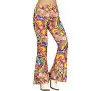 FIESTAS GUIRCA | Pantalón Hippie Multicolor (38-40/M) - Accesorio de Disfraz para Mujer Adulta - Ideal para Fiestas de los Años '60 y Carnaval - Estilo Retro y Psicodélico - Multicolor
