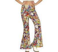 FIESTAS GUIRCA | Pantalón Hippie Multicolor (38-40/M) - Accesorio de Disfraz para Mujer Adulta - Ideal para Fiestas de los Años '60 y Carnaval - Estilo Retro y Psicodélico - Multicolor