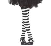 FIESTAS GUIRCA | Pantys Blancas con Rayas (7-12 Años) - Medias para Disfraz de Bruja Infantil - Accesorio de Halloween y Carnaval para Niñas - Ideal para Fiestas y Celebraciones - Blanco Negro