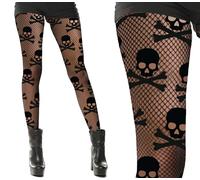 FIESTAS GUIRCA | Pantys Calavera Rejilla para Mujer (Talla Única) - Medias de Disfraz para Halloween, Brujas y Vampiros - Accesorio Ideal para Fiestas y Celebraciones - Adulto - Negro
