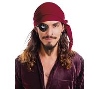 FIESTAS GUIRCA | Pañuelo de Pirata de Terciopelo Granate (Talla Única) - Accesorio Textil para Disfraz de Corsario y Bucanero - Ideal para Fiestas de Piratas, Halloween y Carnaval - Granate