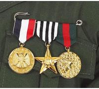 FIESTAS GUIRCA | Pasador con 3 Medallas Militares (Adulto Unisex) - Accesorio de Joyería para Disfraces de Soldado y General - Ideal para Fiestas Temáticas y Celebraciones de Estilo Militar - Oro