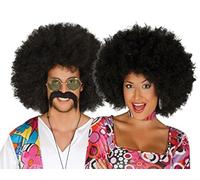 FIESTAS GUIRCA | Peluca Afro Negra Extra (Talla Única) - Accesorio de Disfraz para Fiestas Temáticas de los Años '60, '70 y '80 - Ideal para Estilo Hippie y Celebraciones Retro - Mujer Adulta - Negro