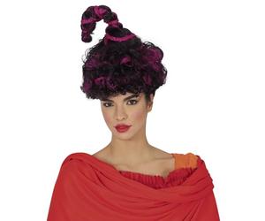 FIESTAS GUIRCA | Peluca de Bruja Lila/Negra con Rizos - Accesorio de Disfraz para Halloween y Fiestas Temáticas - Ideal para Mujer Adulta - Perfecta para Celebraciones y Eventos - Negro Morado