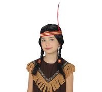 FIESTAS GUIRCA | Peluca de Coletas Indio Infantil (Talla Única) - Accesorio de Disfraz Unisex para Fiestas Temáticas de Indios y Carnaval - Ideal para Niños y Niñas - Negro
