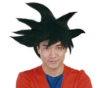 FIESTAS GUIRCA | Peluca de Disfraz Guerrero Bueno Hombre - Negro | Estilo Anime Llamativo | Fibra Sintética | Color Oscuro | Talla Adulto | Solo Accesorio | Carnaval, Halloween, Cosplay