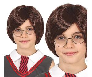 FIESTAS GUIRCA | Peluca de Mago Infantil (Talla Única) - Accesorio de Disfraz para Estudiantes de Magia y Hechicería - Ideal para Halloween, Carnaval y Fiestas Temáticas - Todos los Usuarios - Marrón