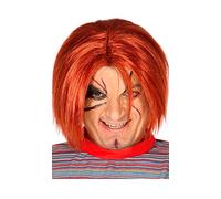 FIESTAS GUIRCA | Peluca de Muñeco Asesino (Talla Única) - Accesorio de Disfraz para Halloween y Fiestas Temáticas - Ideal para Adulto Unisex - Inspiración en Películas de Terror - Marrón