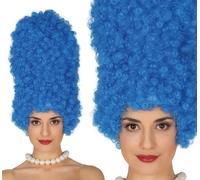 FIESTAS GUIRCA | Peluca de Rizos Azul (40 cm) - Accesorio de Disfraz para Fiestas Temáticas y Cosplay de Videojuegos - Ideal para Mujer Adulta en Halloween y Carnaval - Azul