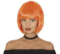 FIESTAS GUIRCA | Peluca Media Melena Naranja (Talla Única) - Accesorio de Disfraz para Mujer Adulta - Ideal para Fiestas de los Años '20, Carnaval y Halloween - Estilo Retro y Vintage - Naranja