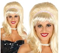 FIESTAS GUIRCA | Peluca Melena Rubia con Cinta (Talla Única) - Accesorio de Disfraz para Fiestas Temáticas de los Años '50 y Celebraciones Retro - Ideal para Mujer Adulta - Rubio