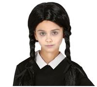 FIESTAS GUIRCA | Peluca Negra con Trenzas (Talla Única) - Accesorio de Disfraz para Halloween y Fiestas Temáticas - Ideal para Disfraces de Bruja, Vampiresa y Personajes Oscuros - Negro