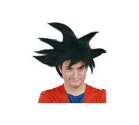 FIESTAS GUIRCA | Peluca Negra Guerrero (Talla Única) - Adulto Unisex - Peluca para Disfraces de Anime y Cosplay - Ideal para Halloween, Carnaval, y Fiestas de Disfraces - Negro