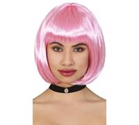 FIESTAS GUIRCA Peluca Rosa Clara Media Melena Eco