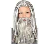 FIESTAS GUIRCA Peluca y Barba Largas Gris Infantil