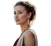 FIESTAS GUIRCA | Pendientes Romanos Dorados - Accesorio de Joyería para Disfraz de Diosa Romana o Emperatriz - Ideal para Fiestas de Carnaval, Halloween y Eventos Históricos (Unisex) - Dorado