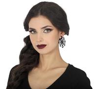 FIESTAS GUIRCA | Pendientes Telaraña Negros (5 cm) - Joyería para Disfraz de Bruja o Vampiresa en Halloween y Fiestas de Terror - Accesorio Ideal para Mujer Adulta - Negro